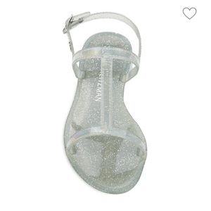 🧡 NWT Stuart Weitzman Silver Millie Jelly flat sandals